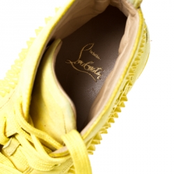 Pre Owned حذاء رياضي كريستيان لوبوتان لوي جلد اصفر  رقبة مرتفعة تفاصيل مدببة مقاس 41