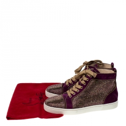 Pre Owned Christian Louboutin Purple Suede Strass Louis High Top Sneakers Size 40