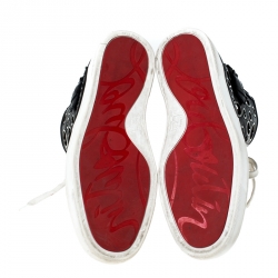 Pre Owned Christian Louboutin Black Leather Alfibully High Top Lace Up Sneakers Size 42