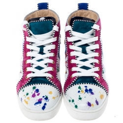 Christian Louboutin Multicolor Leather and Suede Love High Sneakers Size 42
