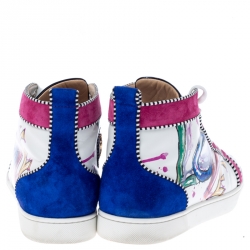 Christian Louboutin Multicolor Leather and Suede Love High Sneakers Size 42