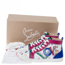 Christian Louboutin Multicolor Leather and Suede Love High Sneakers Size 42