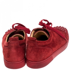 Pre Owned Christian Louboutin Red Suede Trainers Spikes Sneakers Size 42.5