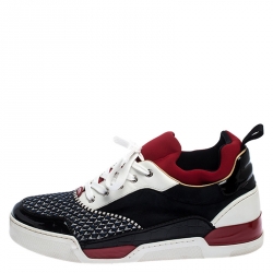 Pre Owned Christian Louboutin Multicolor Leather and Fabric Aurelien Sneakers Size 42.5