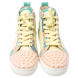 Christian Louboutin Multicolor Leather Louis Spike High Top Sneakers Size 41