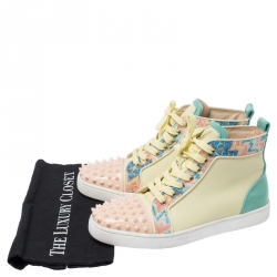 Christian Louboutin Multicolor Leather Louis Spike High Top Sneakers Size 41