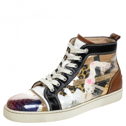 Christian Louboutin Multicolor PVC And Leather Trash High Top Sneakers Size 41