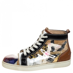 Christian Louboutin Multicolor PVC And Leather Trash High Top Sneakers Size 41
