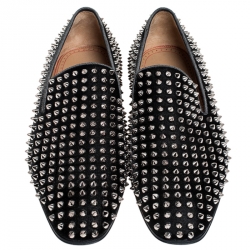 مملوكة مسبقًا Christian Louboutin Black Dandelion Spikes Loafer Size 43