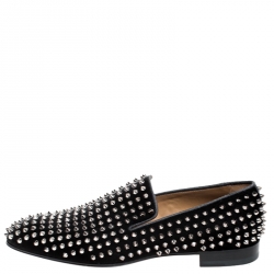 مملوكة مسبقًا Christian Louboutin Black Dandelion Spikes Loafer Size 43