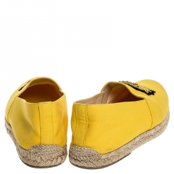 Pre Owned Christian Louboutin Yellow Canvas Nanou Creast Espadrilles Size 40