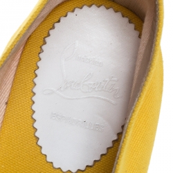 Pre Owned Christian Louboutin Yellow Canvas Nanou Creast Espadrilles Size 40