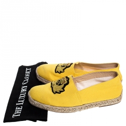 Pre Owned Christian Louboutin Yellow Canvas Nanou Creast Espadrilles Size 40