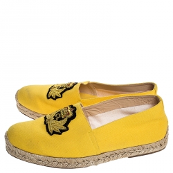 Pre Owned Christian Louboutin Yellow Canvas Nanou Creast Espadrilles Size 40