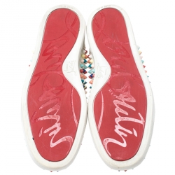 Pre Owned Christian Louboutin White Leather Multicolor Louis Spikes Lace Up High Top Sneakers Size 40.5