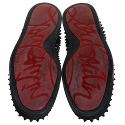 مملوكة مسبقًا حذاء رياضي كريستيان لوبوتان سليب أون سبايك رولر بوت جلد أسود مقاس 40