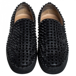 مملوكة مسبقًا حذاء رياضي كريستيان لو بوتان سليب أون سبايك رولر بوت جلد أسود مقاس 40