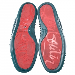 Christian Louboutin Teal Patent Leather Louis Spike High Top Sneakers Size 40.5