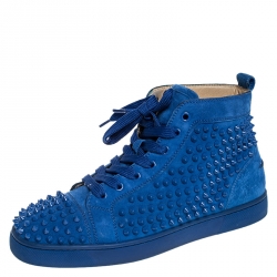 Christian Louboutin Blue Louis Spikes High Sneakers Size 40.5 Christian Louboutin |