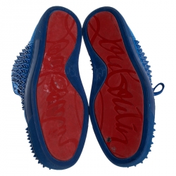 Pre Owned حذاء رياضي كريستيان لوبوتان بحافة مرتفعة لوي بمسامير سويدي أزرق مقاس 40.5