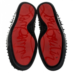 Christian Louboutin Black Patent Leather Pik Spiked Slip On Sneakers Size 42.5