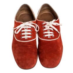 Christian Louboutin Red Suede Lace Up Oxford Size Size 40.5