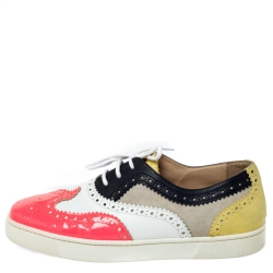 Christian Louboutin Multicolor Brogue Leather Golfito Wingtip Sneakers Size 41