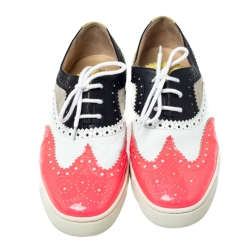 Christian Louboutin Multicolor Brogue Leather Golfito Wingtip Sneakers Size 41
