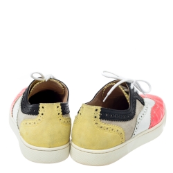 Christian Louboutin Multicolor Brogue Leather Golfito Wingtip Sneakers Size 41