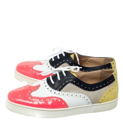 Christian Louboutin Multicolor Brogue Leather Golfito Wingtip Sneakers Size 41