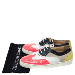 Christian Louboutin Multicolor Brogue Leather Golfito Wingtip Sneakers Size 41