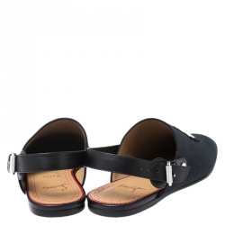 Pre Owned Christian Louboutin Blue/Black Canvas And Leather Oliveira Flats Size 40.5