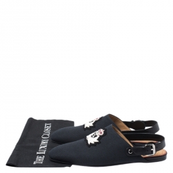 Pre Owned Christian Louboutin Blue/Black Canvas And Leather Oliveira Flats Size 40.5