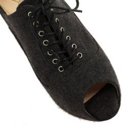 مملوكة مسبقًا Christian Louboutin Grey Lace Up Flannel Lady Derby120mm Ankle Booties Size 37