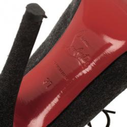 مملوكة مسبقًا Christian Louboutin Grey Lace Up Flannel Lady Derby120mm Ankle Booties Size 37