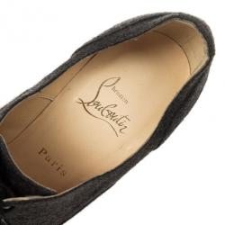 مملوكة مسبقًا Christian Louboutin Grey Lace Up Flannel Lady Derby120mm Ankle Booties Size 37