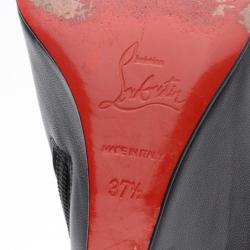 Pre Owned Christian Louboutin Black Leather Morphing Wedge Ankle Boots Size 37.5