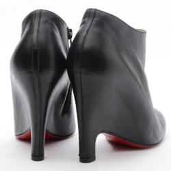Pre Owned Christian Louboutin Black Leather Morphing Wedge Ankle Boots Size 37.5