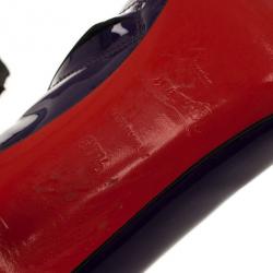 Pre Owned Christian Louboutin Purple Patent 'Dahlia' 100mm Pointed Toe Ankle Boots Size 37.5