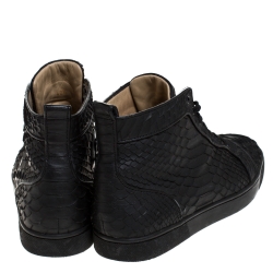 Christian Louboutin Black Python Leather Rantus Orlato High Top Sneakers Size 42.5