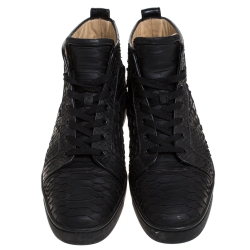 Christian Louboutin Black Python Leather Rantus Orlato High Top Sneakers Size 42.5