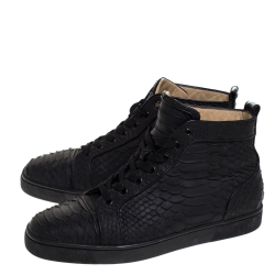 Christian Louboutin Black Python Leather Rantus Orlato High Top Sneakers Size 42.5