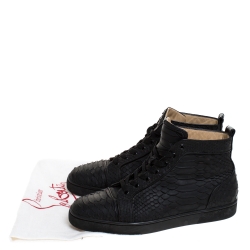 Christian Louboutin Black Python Leather Rantus Orlato High Top Sneakers Size 42.5
