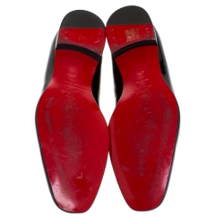 Christian Louboutin Black Patent Leather Dandelion Tassel Slip On Loafers Size 43.5