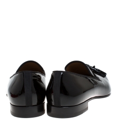 Christian Louboutin Black Patent Leather Dandelion Tassel Slip On Loafers Size 43.5