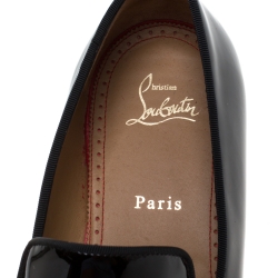 Christian Louboutin Black Patent Leather Dandelion Tassel Slip On Loafers Size 43.5