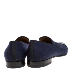 Christian Louboutin Blue/Black Fabric And Patent Leather Dandelion Loafers Size 43