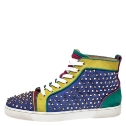 Christian Louboutin Blue Leather Louis Spike High Top Sneakers Size 43  Christian Louboutin