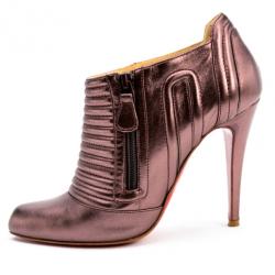 Pre Owned Christian Louboutin Purple Metallic Sigourney Ankle Boots Size 39
