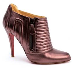 Pre Owned Christian Louboutin Purple Metallic Sigourney Ankle Boots Size 39
